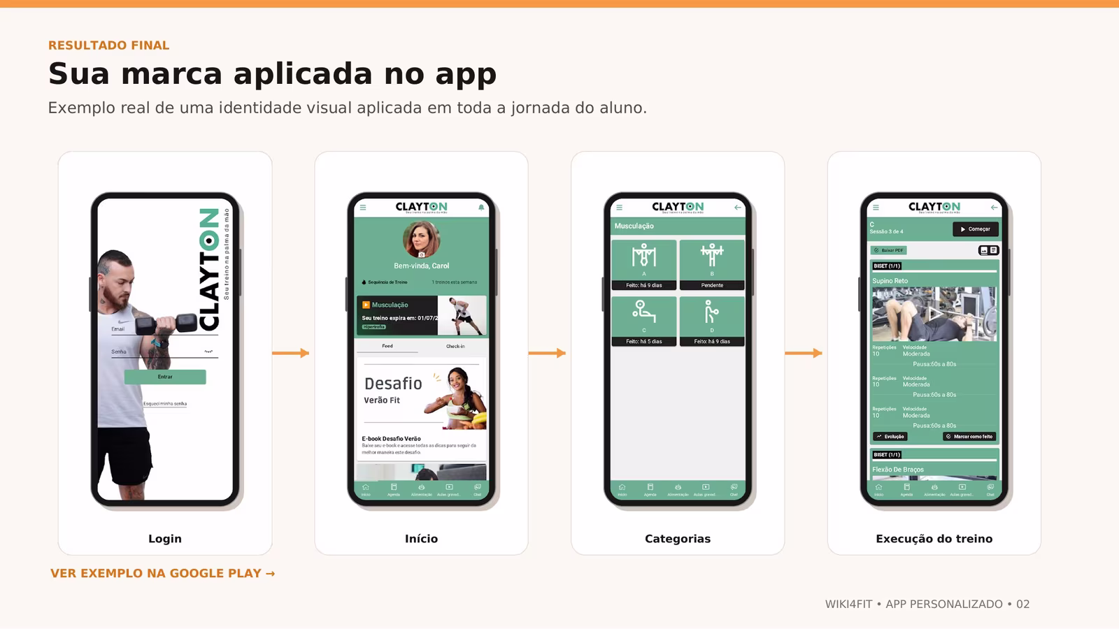 Marca personalizada aplicada nas telas do aplicativo